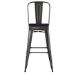 All-Weather Commercial Bar Stool with Removable Back/Poly Seat-Black/Black