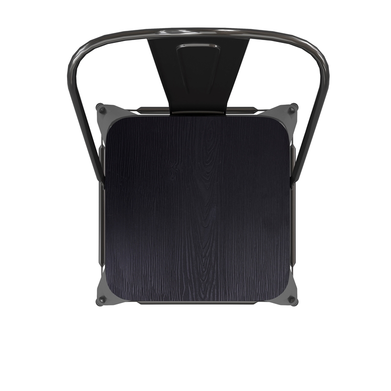 All-Weather Commercial Bar Stool with Removable Back/Poly Seat-Black/Black