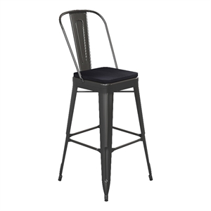 All-Weather Commercial Bar Stool with Removable Back/Poly Seat-Black/Black