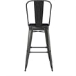 All-Weather Commercial Bar Stool with Removable Back/Poly Seat-Black/Black