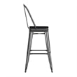 All-Weather Commercial Bar Stool with Removable Back/Poly Seat-Black/Black