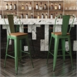 All-Weather Commercial Bar Stool with Removable Back/Poly Seat-Green/Teak