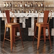 All-Weather Commercial Bar Stool with Removable Back/Poly Seat-Orange/Teak