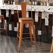 All-Weather Commercial Bar Stool with Removable Back/Poly Seat-Orange/Teak
