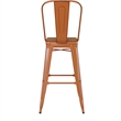 All-Weather Commercial Bar Stool with Removable Back/Poly Seat-Orange/Teak