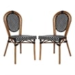 2 PK All-Weather Commercial Paris Chair with Natural Metal Frame-Black/White