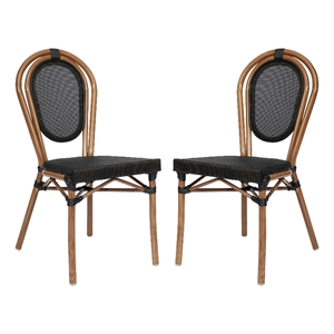 2 Pack All-Weather Commercial Paris Chairs with Natural Metal Frames-Black
