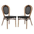 2 Pack All-Weather Commercial Paris Chairs with Natural Metal Frames-Black