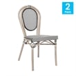 2 All-Weather Commercial Paris Chairs with LT Natural Metal Frame-Black/White