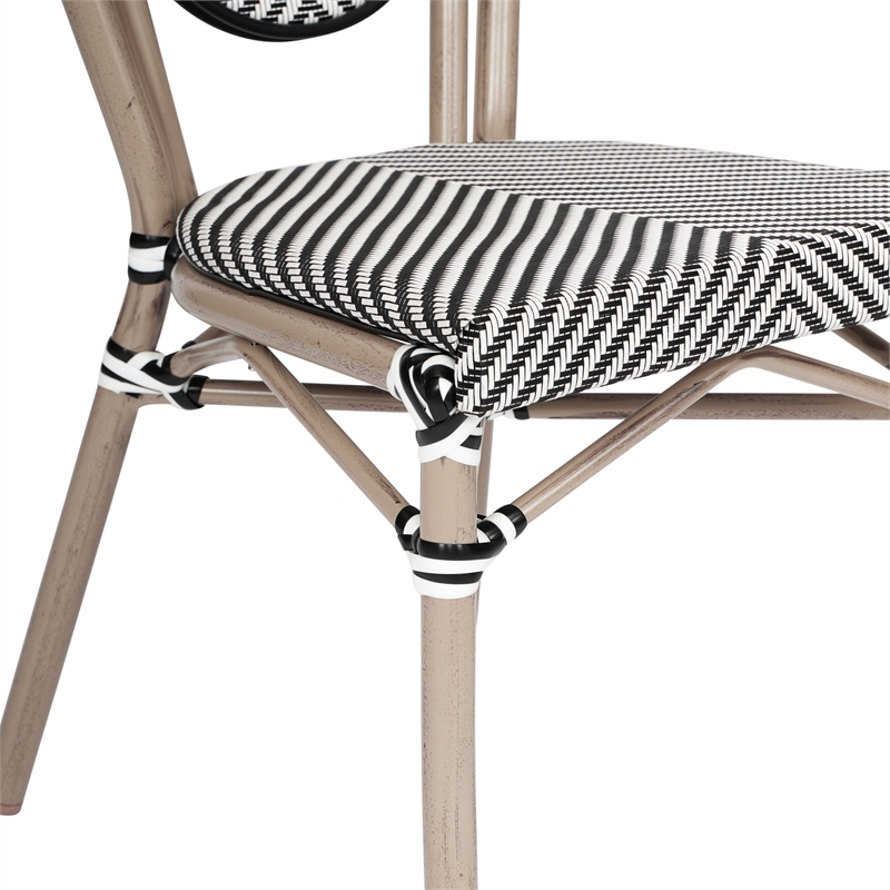 2 All-Weather Commercial Paris Chairs with LT Natural Metal Frame-Black/White
