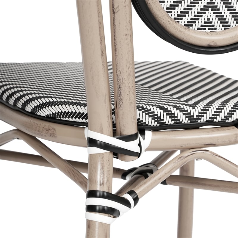 2 All-Weather Commercial Paris Chairs with LT Natural Metal Frame-Black/White