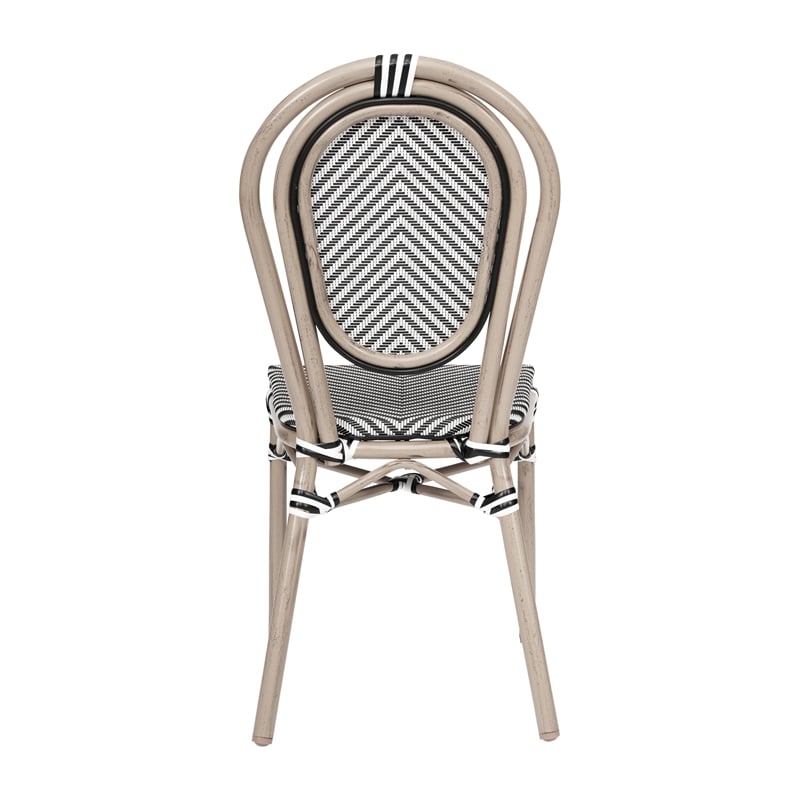 2 All-Weather Commercial Paris Chairs with LT Natural Metal Frame-Black/White