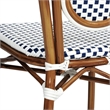 2 PK All-Weather Commercial Paris Chair with Bamboo Print Metal Frame-White/Navy
