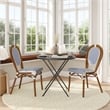 2 PK All-Weather Commercial Paris Chair with Bamboo Print Metal Frame-White/Navy