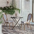 2 PK All-Weather Commercial Paris Chair with Bamboo Print Metal Frame-White/Navy