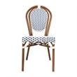 2 PK All-Weather Commercial Paris Chair with Bamboo Print Metal Frame-White/Navy