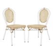 2 Pack All-Weather Commercial Paris Chairs with White Metal Frames-Natural