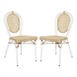 2 Pack All-Weather Commercial Paris Chairs with White Metal Frames-Natural