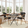 2 PK All-Weather Commercial Paris Chairs with Arms and Natural Metal Frame-Black
