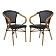 2 PK All-Weather Commercial Paris Chairs with Arms and Natural Metal Frame-Black