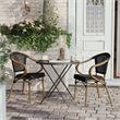 2 PK All-Weather Commercial Paris Chairs with Arms and Natural Metal Frame-Black