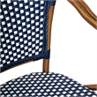 2 PK All-Weather Commercial Paris Chairs with Bamboo Print Metal Frames-Navy/Wht
