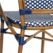 2 PK All-Weather Commercial Paris Chairs with Bamboo Print Metal Frames-Navy/Wht