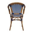 2 PK All-Weather Commercial Paris Chairs with Bamboo Print Metal Frames-Navy/Wht