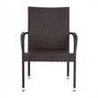 Indoor/Outdoor Stacking Steel Framed Espresso Wicker Dining Armchairs - 2 Pack