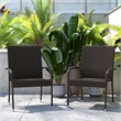 Indoor/Outdoor Stacking Steel Framed Espresso Wicker Dining Armchairs - 2 Pack