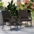 Indoor/Outdoor Stacking Steel Framed Espresso Wicker Dining Armchairs - 2 Pack
