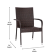 Indoor/Outdoor Stacking Steel Framed Espresso Wicker Dining Armchairs - 2 Pack