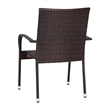 Indoor/Outdoor Stacking Steel Framed Espresso Wicker Dining Armchairs - 2 Pack