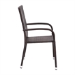Indoor/Outdoor Stacking Steel Framed Espresso Wicker Dining Armchairs - 2 Pack