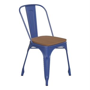 All-Weather Commercial Stack Chair & Poly Resin Seat - Blue/Teak
