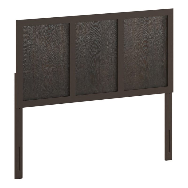Contemporary Queen Size Four Panel Wooden Headboard Only in Dark Brown