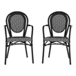 2 Pack All-Weather Commercial Paris Chairs with Black Metal Frame-White/Black