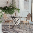 2 PK All-Weather Commercial Paris Chairs with Bamboo Print Metal Frame-Nat/White