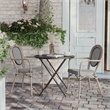 2 All-Weather Commercial Paris Chairs with Arms with Metal Frame-Black/White
