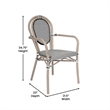 2 All-Weather Commercial Paris Chairs with Arms with Metal Frame-Black/White