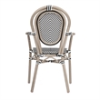 2 All-Weather Commercial Paris Chairs with Arms with Metal Frame-Black/White