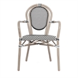 2 All-Weather Commercial Paris Chairs with Arms with Metal Frame-Black/White
