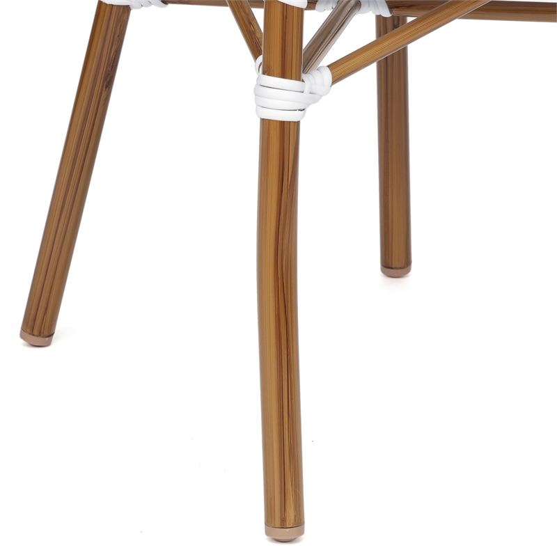 2 PK All-Weather Commercial Paris Chairs with Bamboo Print Metal Frame-Wht/Gray