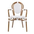 2 PK All-Weather Commercial Paris Chairs with Bamboo Print Metal Frame-Wht/Gray