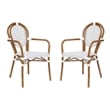 2 PK All-Weather Commercial Paris Chairs with Bamboo Print Metal Frame-Wht/Gray
