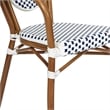 2 PK All-Weather Commercial Paris Chairs with Bamboo Print Metal Frame-Wht/Navy