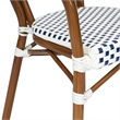 2 PK All-Weather Commercial Paris Chairs with Bamboo Print Metal Frame-Wht/Navy