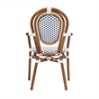 2 PK All-Weather Commercial Paris Chairs with Bamboo Print Metal Frame-Wht/Navy