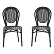 2 PK All-Weather Commercial Paris Chair with Black Metal Frame-Black/White
