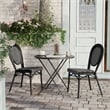 2 PK All-Weather Commercial Paris Chair with Black Metal Frame-Black/White